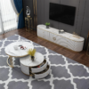 Modanio Elegant Nesting Coffee Table Set – Round Marble Top Coffee Tables with Gold Stainless Steel Frame for Modern Living Rooms