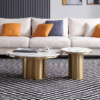 Modanio Twin Peaks Coffee Table With Gold Finish and Marble Top