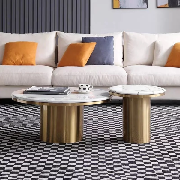 Modanio Twin Peaks Coffee Table With Gold Finish and Marble Top