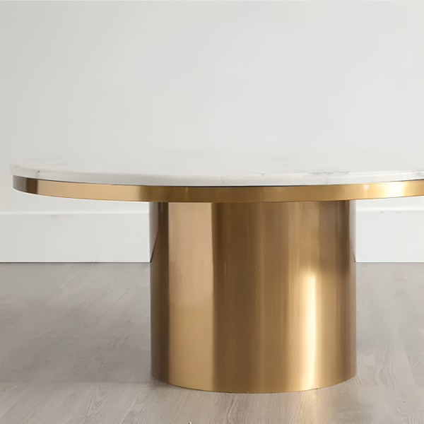 Modanio Twin Peaks Coffee Table With Gold Finish and Marble Top
