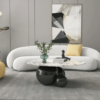 Modanio Circa Round Coffee Table with Black Finish and Marble Top