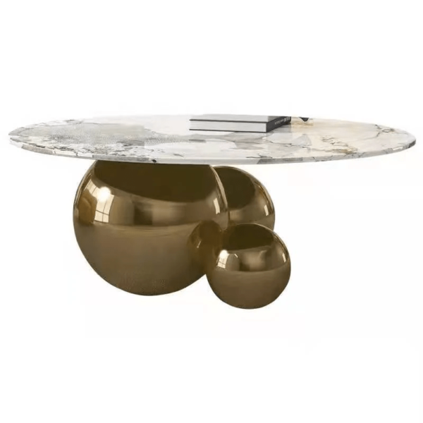 Modanio Circa Round Coffee Table with Black Finish and Marble Top