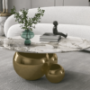 Modanio Circa Round Coffee Table with Black Finish and Marble Top