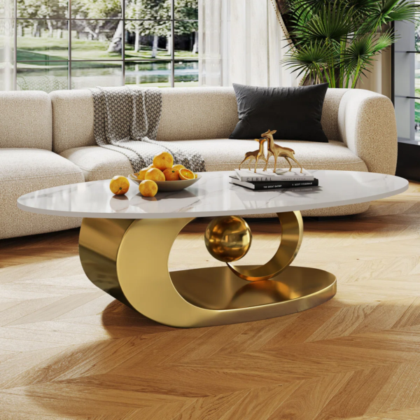Modanio Astra Luna Coffee Table with Marble Top  | PVD Finish