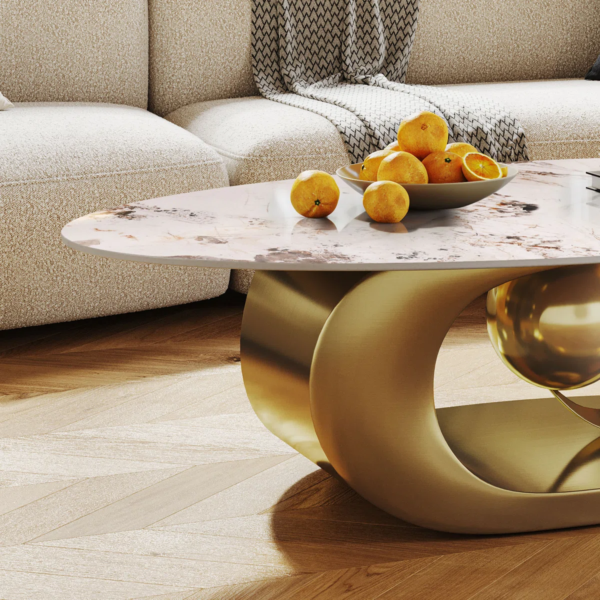 Modanio Astra Luna Coffee Table with Marble Top  | PVD Finish