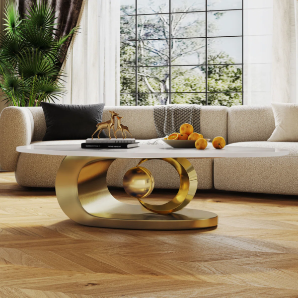 Modanio Astra Luna Coffee Table with Marble Top  | PVD Finish