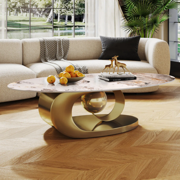 Modanio Astra Luna Coffee Table with Marble Top  | PVD Finish