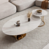 Modanio Set of 2 Aurora Oval Center Table With Gold Finish and Marble Top