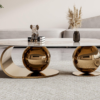 Modanio Set of 2 Aurora Oval Center Table With Gold Finish and Marble Top
