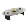 Modanio Modern Oval Marble Coffee Table – Luxury Marble Top Coffee Table with Metal Frame for Living Room & Hall