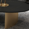 Modanio Modern Oval Marble Coffee Table – Luxury Marble Top Coffee Table with Metal Frame for Living Room & Hall