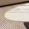 Modanio Oval Coffee Table with Marble Top – Modern Powder-Coated Metal Centre Table