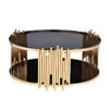 Modanio Nebula Nest Round Coffee Table with Glass Top – Luxury Stainless Steel Center Table with PVD Gold Finish for Living Room & Office