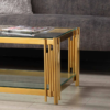 Modanio Rectangular Nebula Nest Center Table – Glass Top Coffee Table with PVD Gold Stainless-Steel Frame