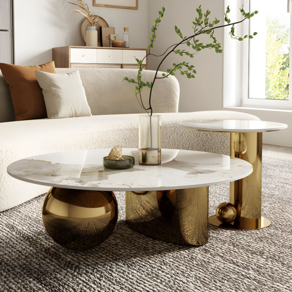Modanio DueNest Coffee Table with PVD Finish & Marble Top