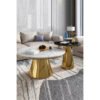 Modanio Conic Duo Coffee Table Set – Gold Finish Stainless-Steel Frame with Marble Top (Set of 2, Round Centre Tables)