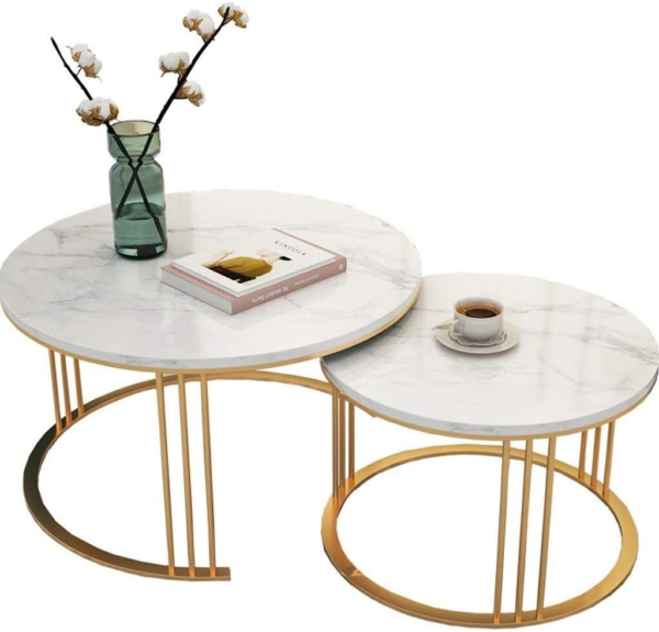 Modanio Luxurious Round Marble Coffee Table Set
