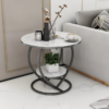 Modanio 2 Tier Handmade Heart Shape Nightstand Bedside Table with Marble Top and Gold Finish