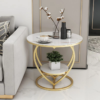 Modanio 2 Tier Handmade Heart Shape Nightstand Bedside Table with Marble Top and Gold Finish