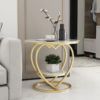 Modanio 2 Tier Handmade Heart Shape Nightstand Bedside Table with Marble Top and Gold Finish