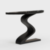 Bespoke modern luxury console table with natural white marble top and architectural stainless steel base by Modanio