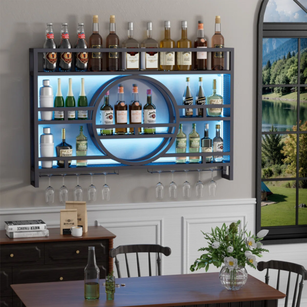 Modanio 3-Tier Wine Rack Wall Mounted Glass Holder Floating Bar Shelf