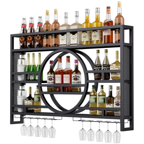 Modanio 3-Tier Wine Rack Wall Mounted Glass Holder Floating Bar Shelf