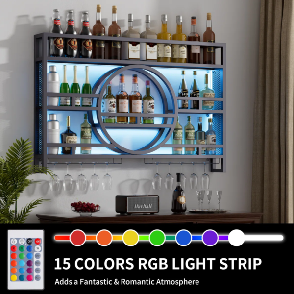 Modanio 3-Tier Wine Rack Wall Mounted Glass Holder Floating Bar Shelf