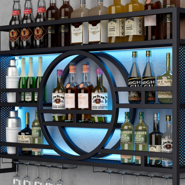 Modanio 3-Tier Wine Rack Wall Mounted Glass Holder Floating Bar Shelf