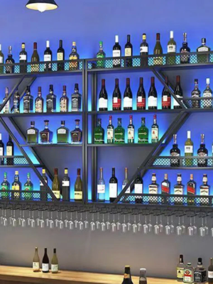 MOD-CR-03_4 Modanio 4 Multi-Tier Iron Wall Mounted Wine Rack