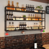 Modanio LuxeWall Black Metal Wall Mounted Wine Rack with Glass Holder Bar Shelf for Kitchen & Dining Room Decor