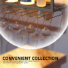 Modanio Jozey Wall Mounted Wine & Glass Rack in Black Large Capacity, Modern Metal Bar Shelf
