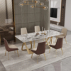 Modanio Modern Marble Top Dining Table with Gold Stainless Steel Base