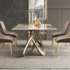 Modanio Modern Marble Top Dining Table with Gold Stainless Steel Base