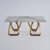 Modanio Modern Marble Top Dining Table with Gold Stainless Steel Base