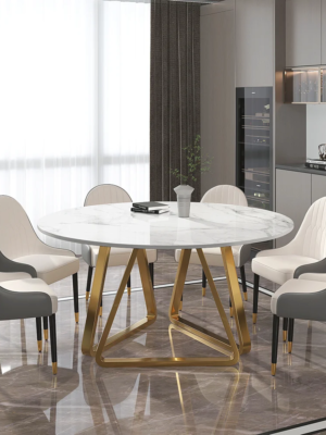 MOD-DT-02_2 Modanio Luxury Round Dining Table with Marble Top