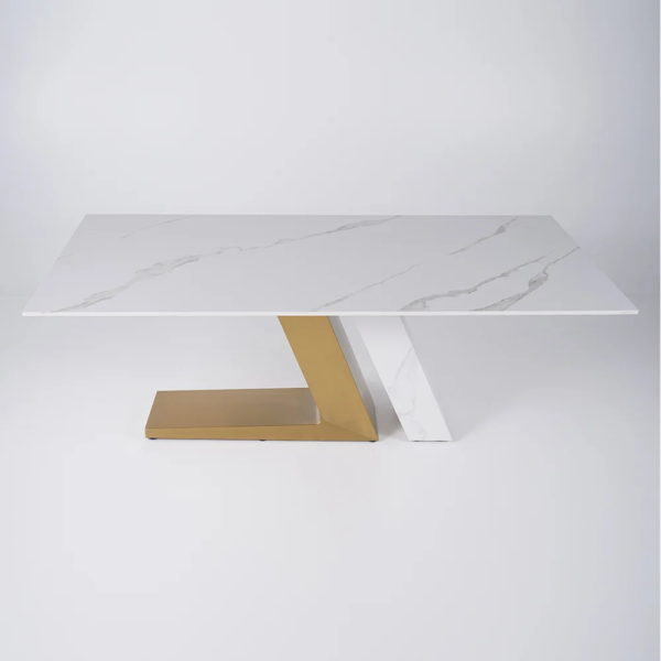 Modanio Luxury Dining Table Set | Rectangle Marble Dining Table With 8  Chairs | PVD Gold Finish