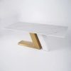 Modanio Luxury Dining Table Set | Rectangle Marble Dining Table With 8  Chairs | PVD Gold Finish