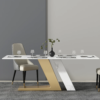Modanio Luxury Dining Table Set | Rectangle Marble Dining Table With 8  Chairs | PVD Gold Finish