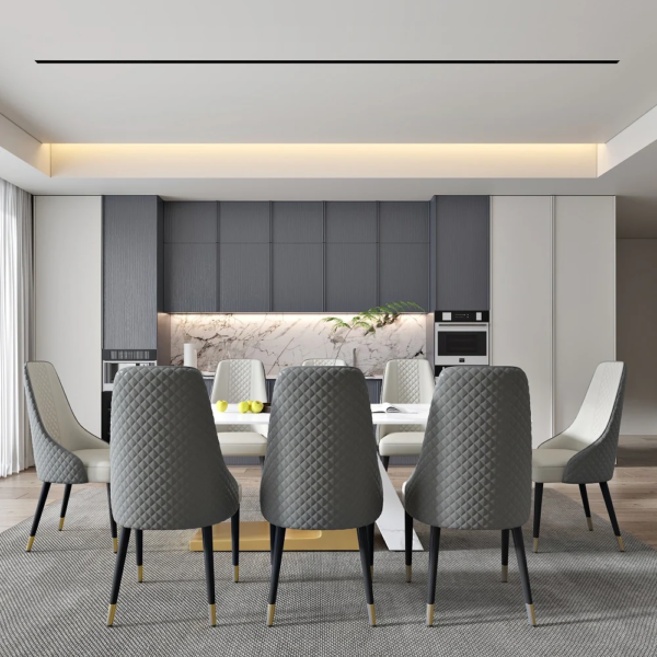 Modanio Luxury Dining Table Set | Rectangle Marble Dining Table With 8  Chairs | PVD Gold Finish