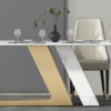 Modanio Luxury Dining Table Set | Rectangle Marble Dining Table With 8  Chairs | PVD Gold Finish