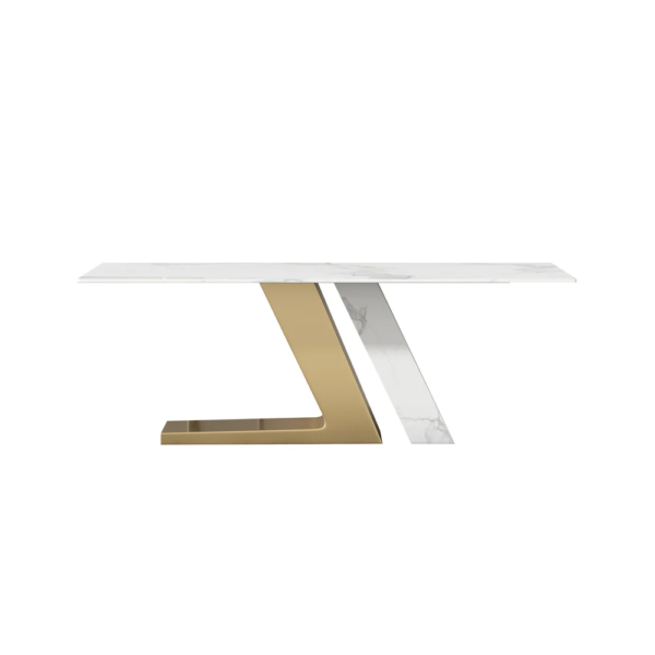 Modanio Luxury Dining Table Set | Rectangle Marble Dining Table With 8  Chairs | PVD Gold Finish
