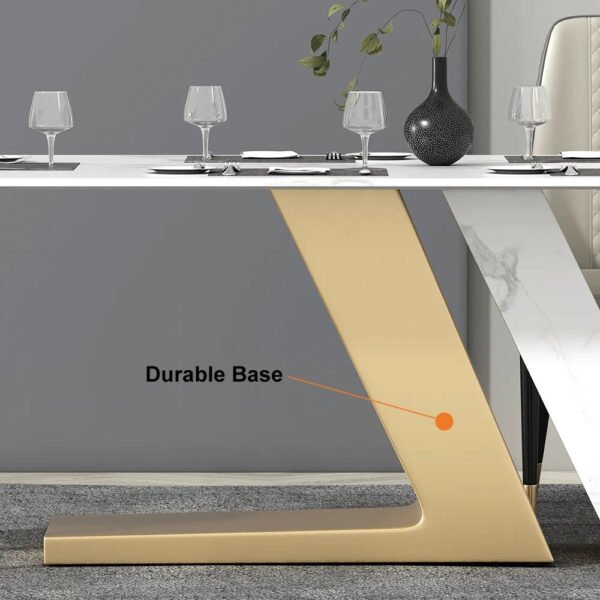 Modanio Luxury Dining Table Set | Rectangle Marble Dining Table With 8  Chairs | PVD Gold Finish