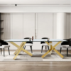 Modanio Stella Dining Table with 12mm Glass Top | Gold Stainless Steel Pedestal Base