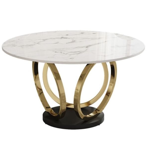 Modanio Modern Style Round Dining Table With Marble Top And With 4 Chairs