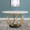 Modanio Modern Style Round Dining Table With Marble Top And With 4 Chairs