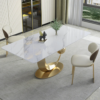 Modanio Modern Half Moon Style Rectangle Marble Dining Table With Nano Marble Top