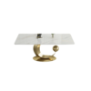 Modanio Modern Half Moon Style Rectangle Marble Dining Table With Nano Marble Top