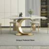 Modanio Modern Half Moon Style Rectangle Marble Dining Table With Nano Marble Top