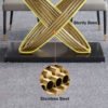 Modanio Modern X-Shape Base Dining Table With Marble Top And 6 Chairs